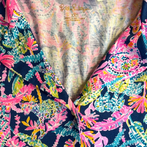 Lilly Pulitzer PJ Knit LS Button Up Top Oyster Bay Navy Seen and Herd Knit NWT - Picture 15 of 16